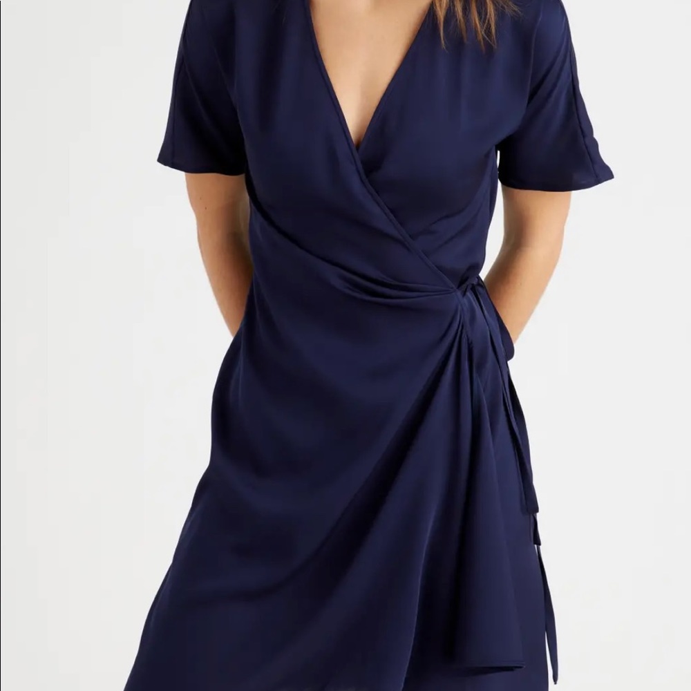 Quince Washable Stretch Silk Wrap Dress